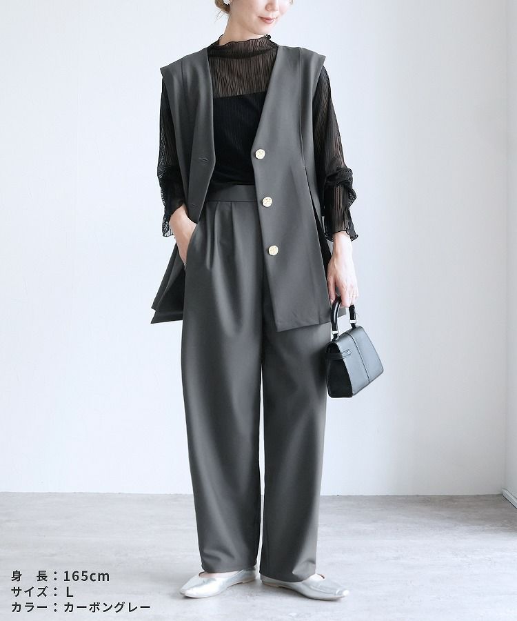 らむチャコールグレー　X S オールドレピアリネンバンドカラーオーバーシャツL（チャコールグレー