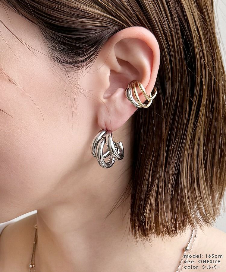 LIMITED PRICE】金属アレルギー対応 三連フープピアス(acc240213  